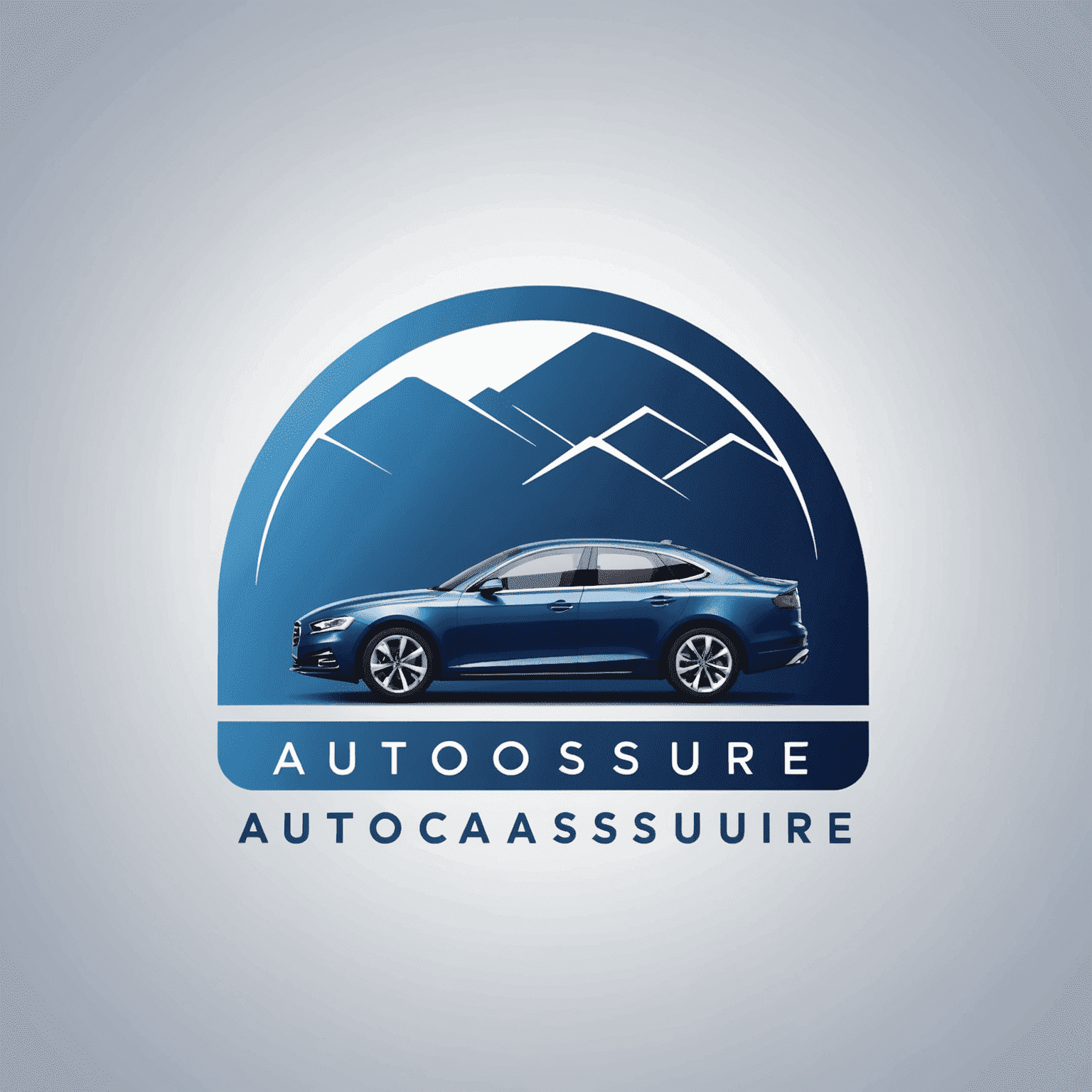 AutoAssure logo: Een modern en strak ontworpen logo met de tekst 'AutoAssure' in diepblauw, met een gestileerde auto-silhouet erboven